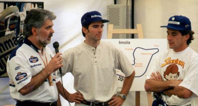 Richard West interviewing Damon Hill and Ayrton Senna at Imola 1994 Photo